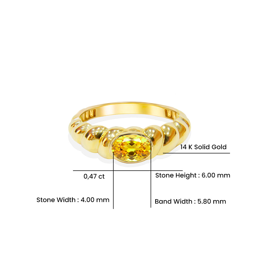 14K Gold Natural Citrine Bubble Ring