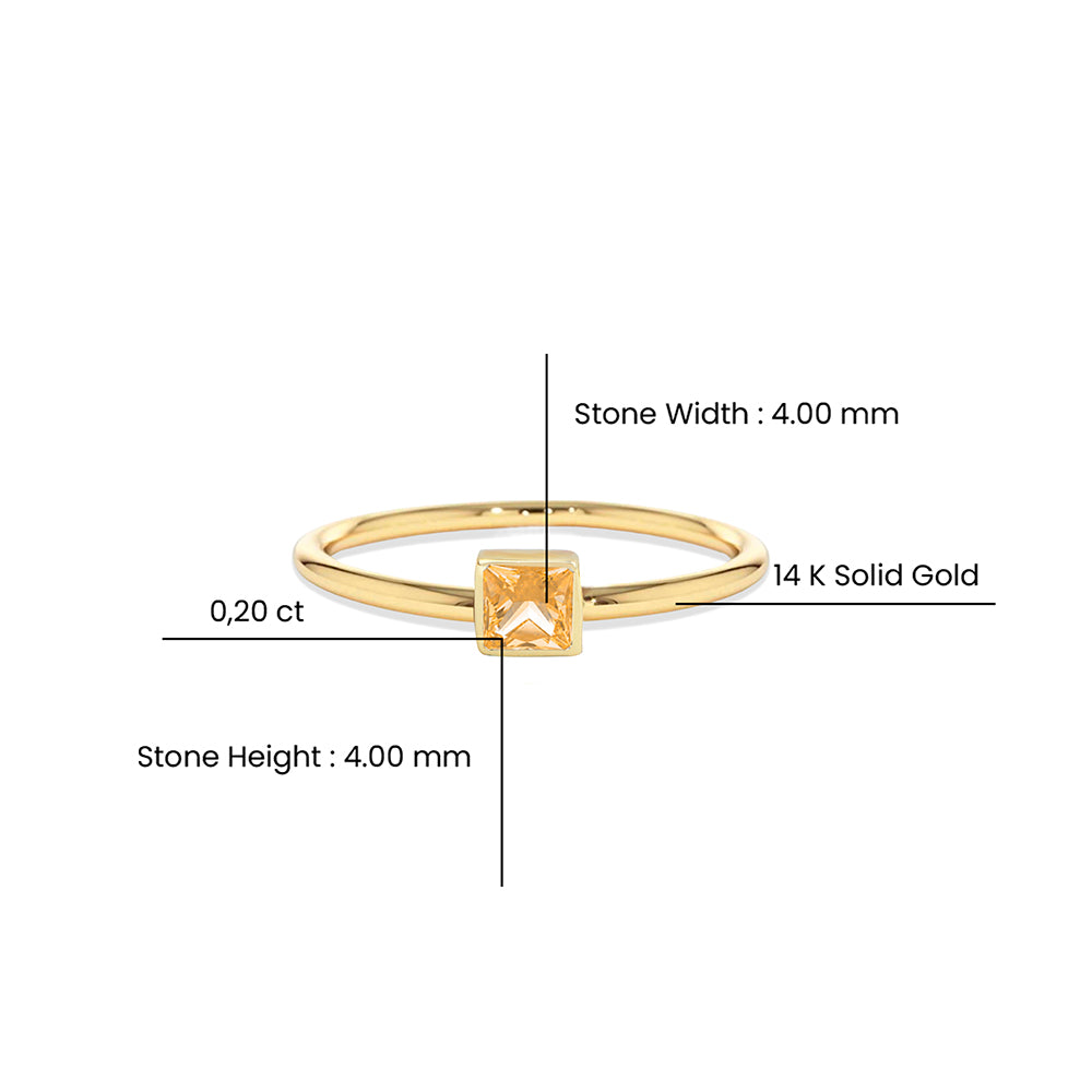 14K Gold Citrine Solitaire Ring