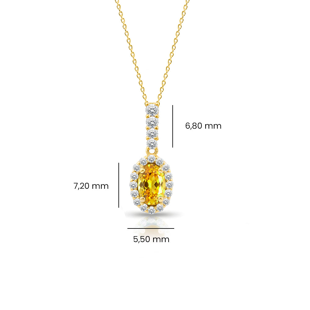 14K Gold Oval Citrine Necklace, Gift For Mom