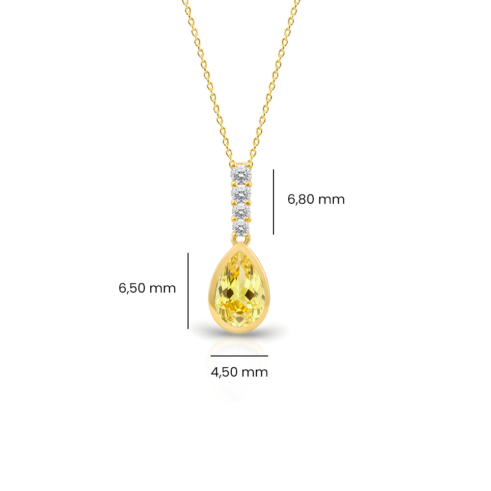 14K Gold Citrine Pear Necklace