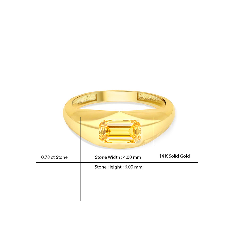 14K Gold Geometric Citrine Ring