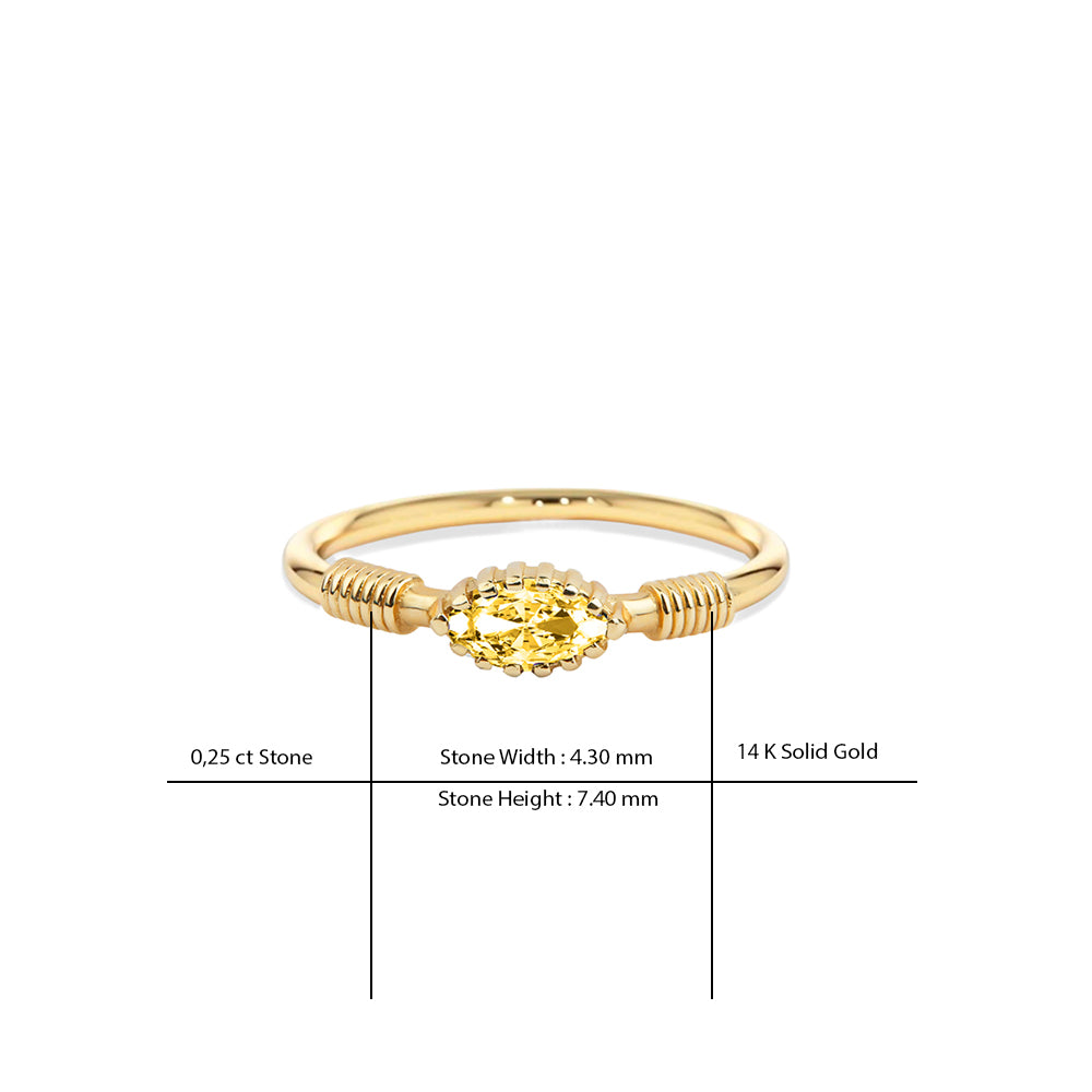 14K Gold Citrine Marquise Ring