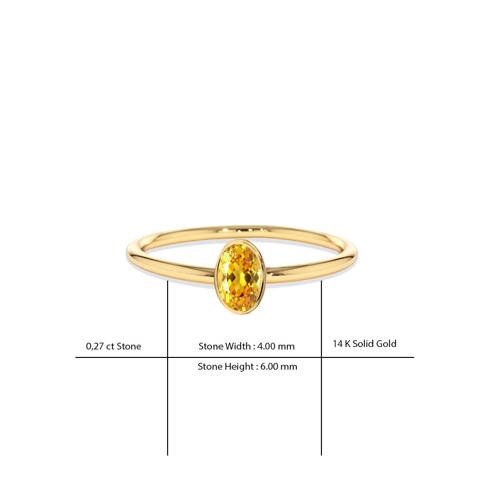 14K Gold Oval Citrine Engagement Ring