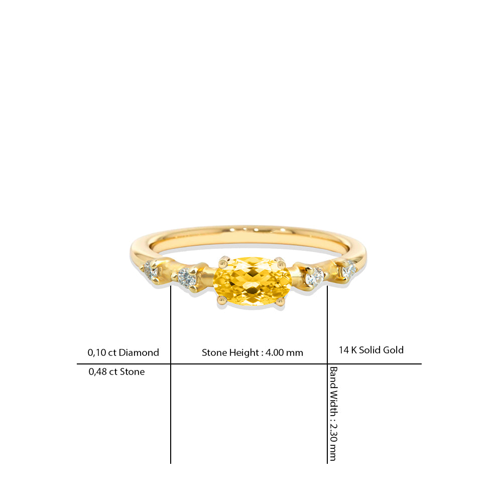 East West Citrine Ring / Anniversary Gift