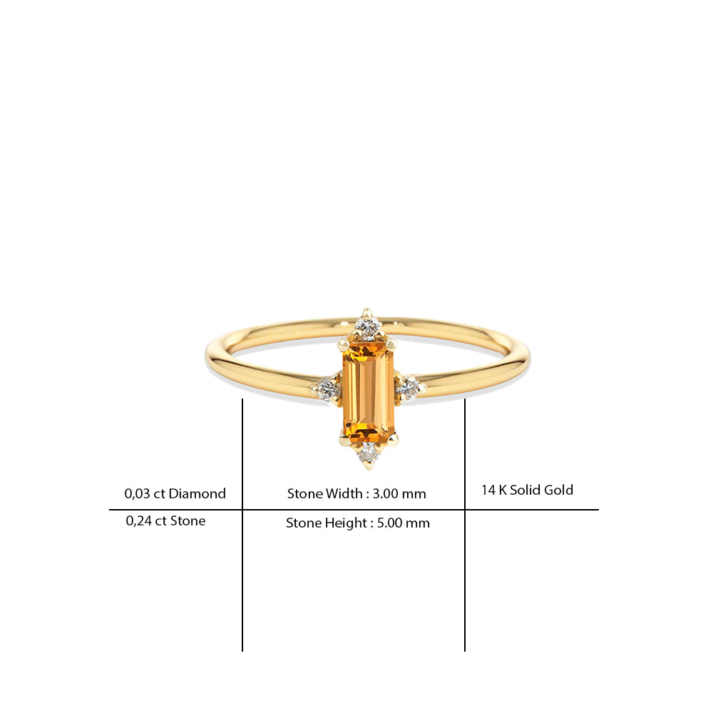 14K Gold Citrine Engagement Ring