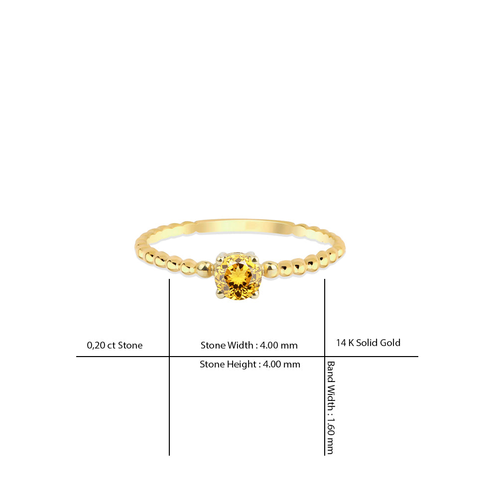 14K Gold Citrine Gold Ring / Bridal Jewelry