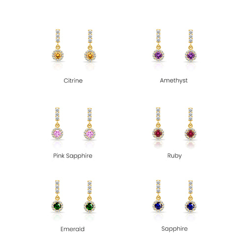 14K Gold Diamond Halo Earrings