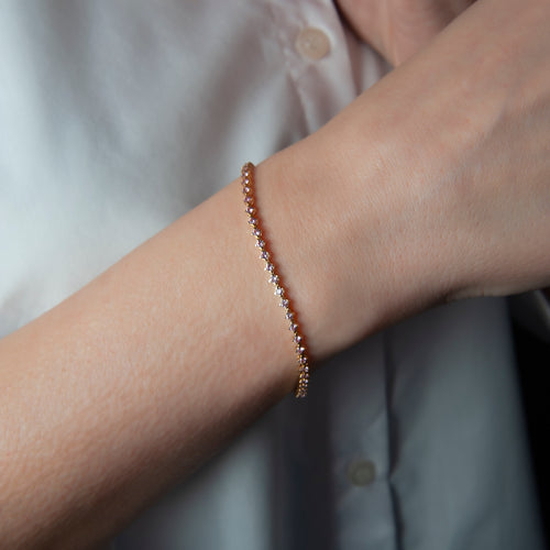 14K Gold Pink Sapphire Tennis Bracelet / Dainty Fine Jewelry