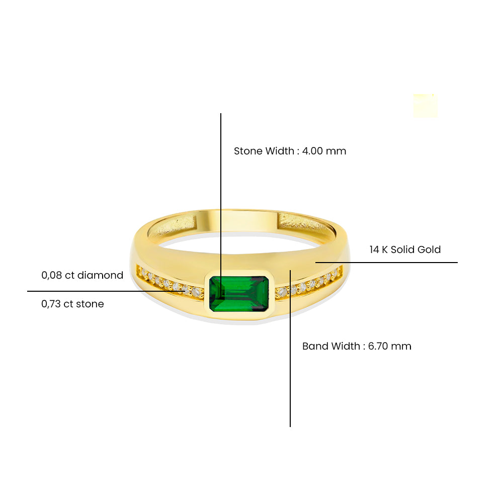 14K Gold Emerald Signet Ring