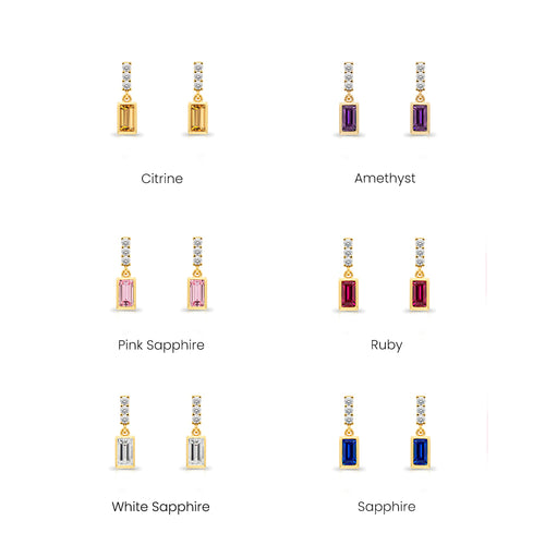 14K Gold Emerald Baguette Earrings