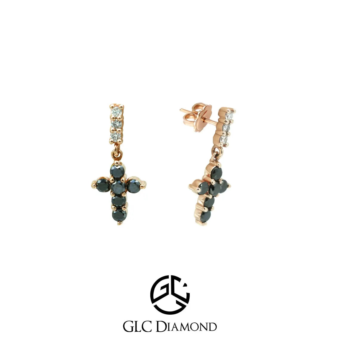 14K Solid Gold Cross Earrings / Christmas Gift