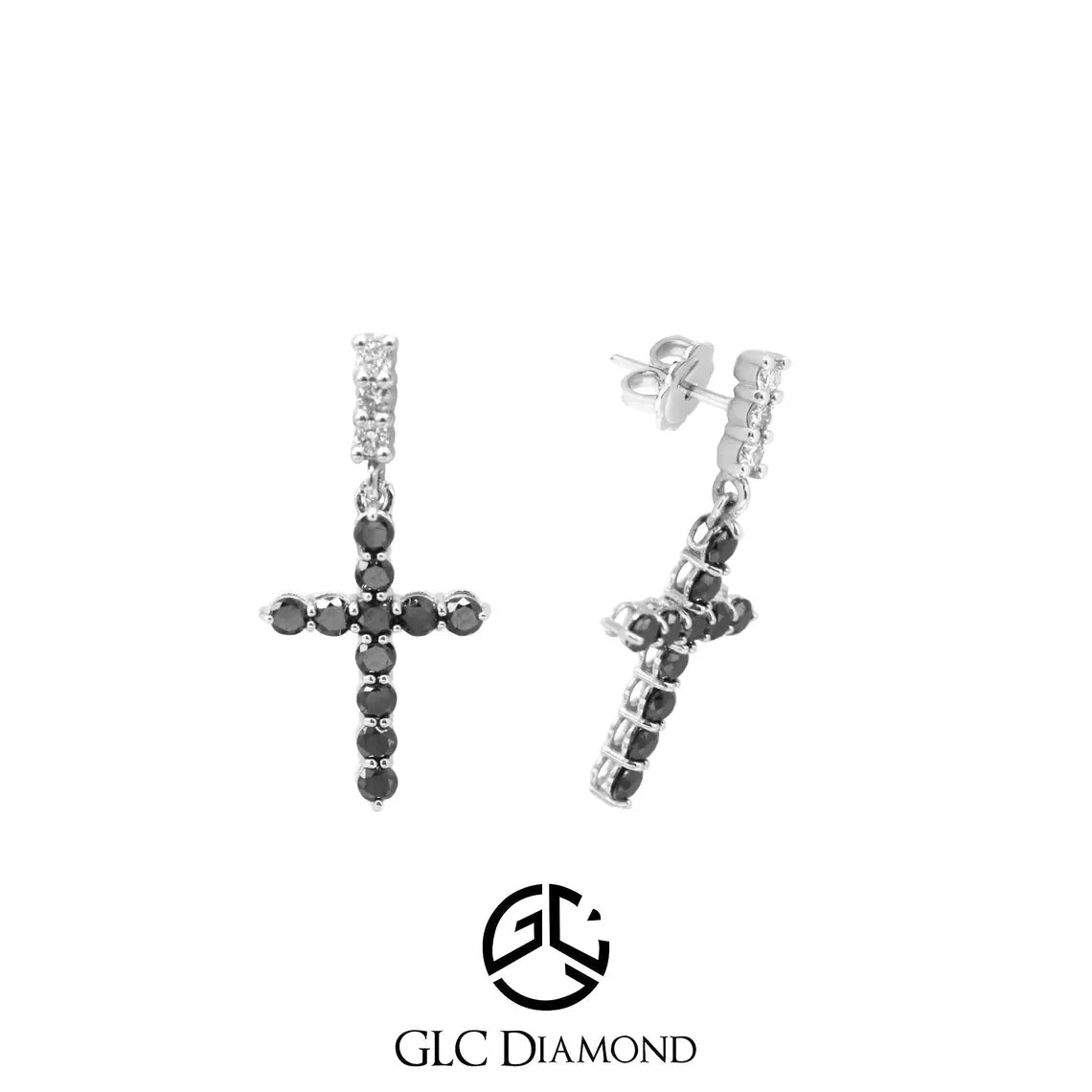 14K Gold Black Diamond Earrings / Christian Jewelry for Women