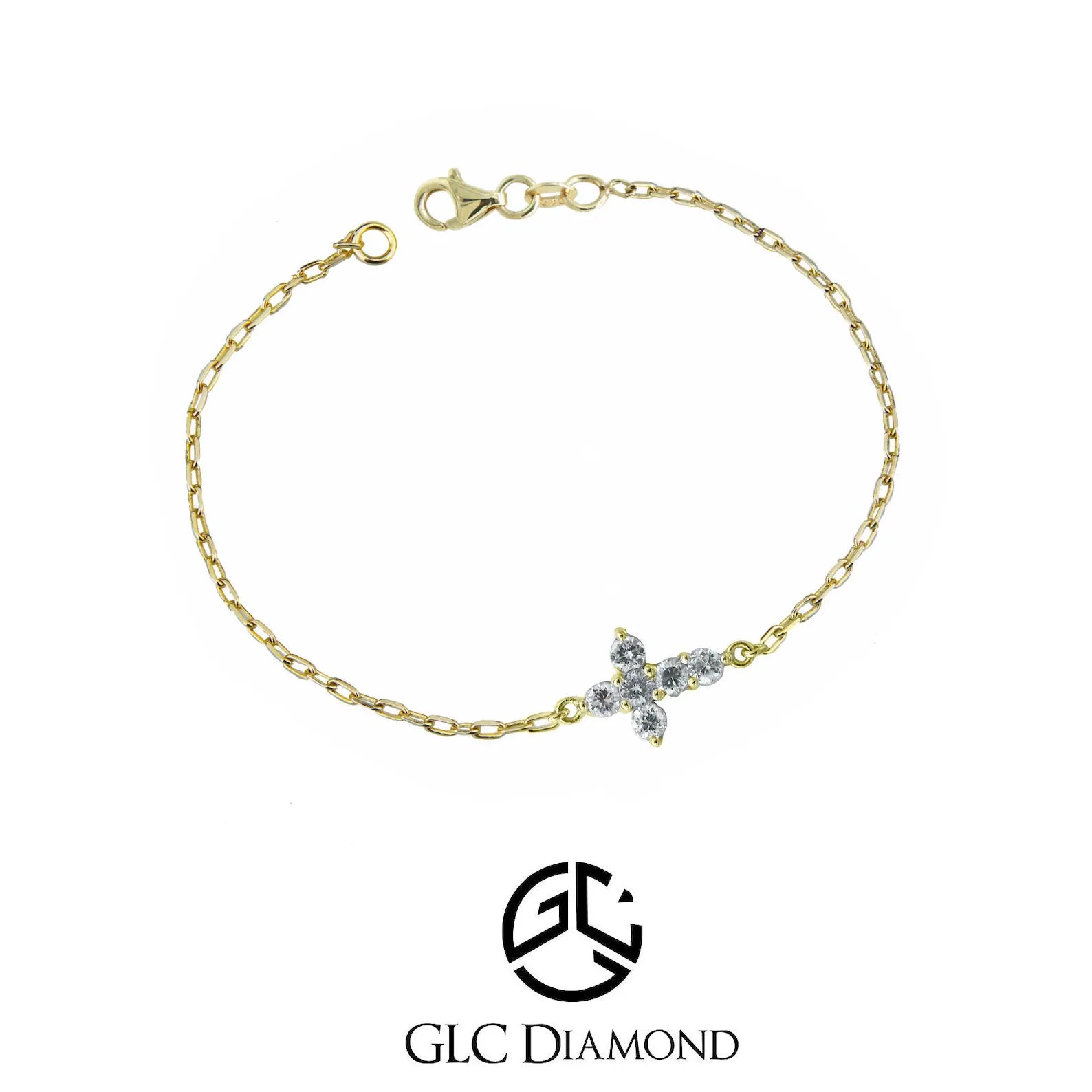 14K White Gold Diamond Cross Bracelet – Dainty Religious Jewelry
