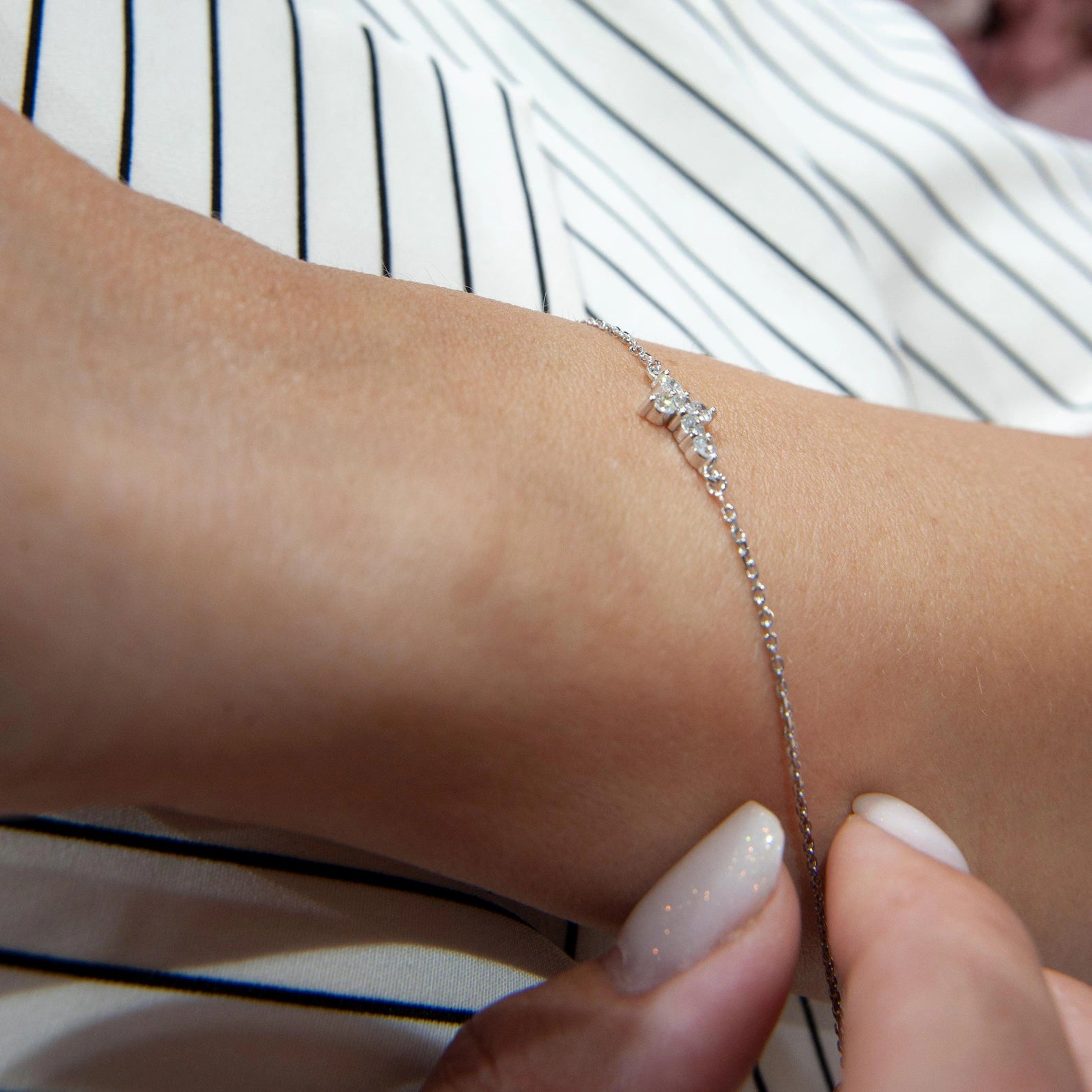 14K White Gold Diamond Cross Bracelet – Dainty Religious Jewelry