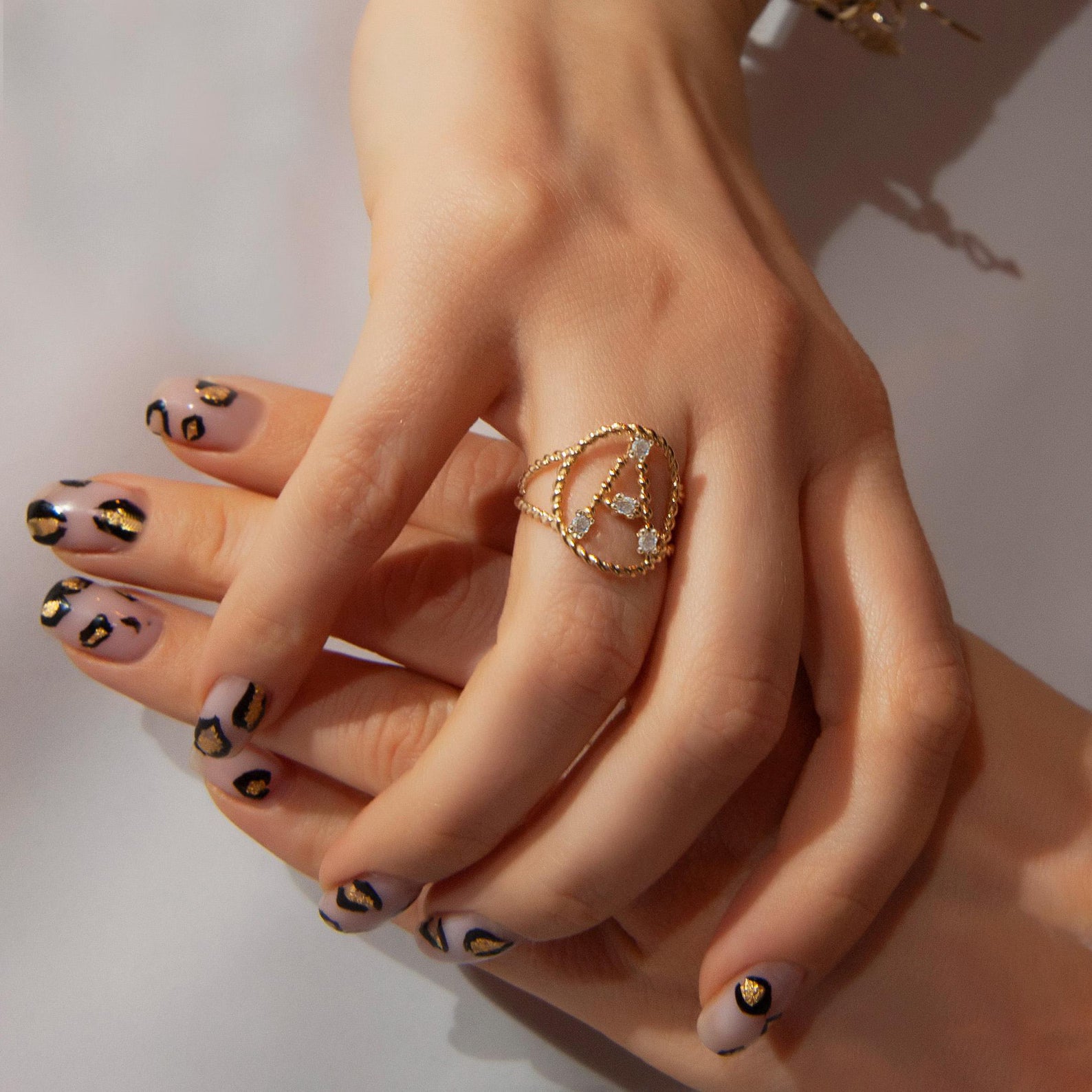 14K Gold Diamond Initial K Ring: Personalized Rope Design