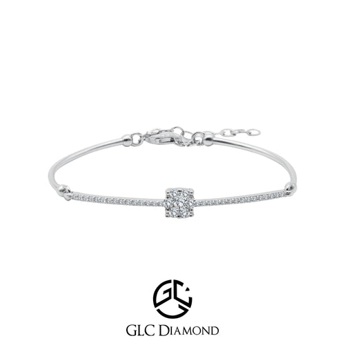 Round Cut Diamond Bracelet, 0,56 Ct. Diamond 14K Solid White Gold Bracelet