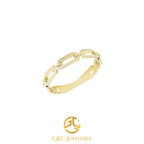 14K Gold Paperclip Chain Ring, Gold Chain Ring