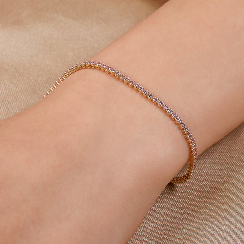 14K Gold Waterway Bracelet, Everyday Bracelet, Pink Bracelet