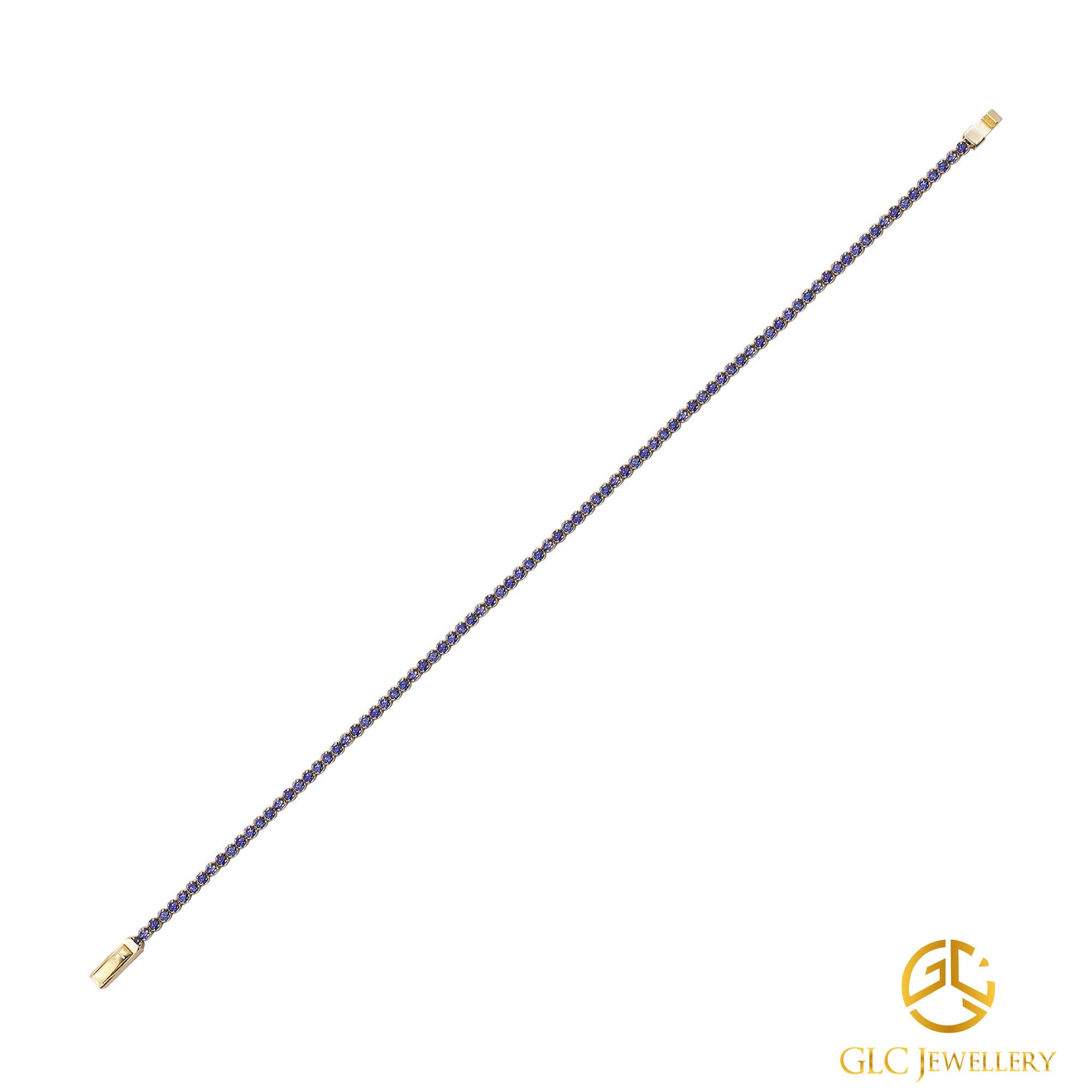 14K Gold Tennis Bracelet, Gold Bracelet, Purple Bracelet