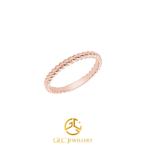 14K Solid Gold Twist Rope Ring, Gold Braided Ring