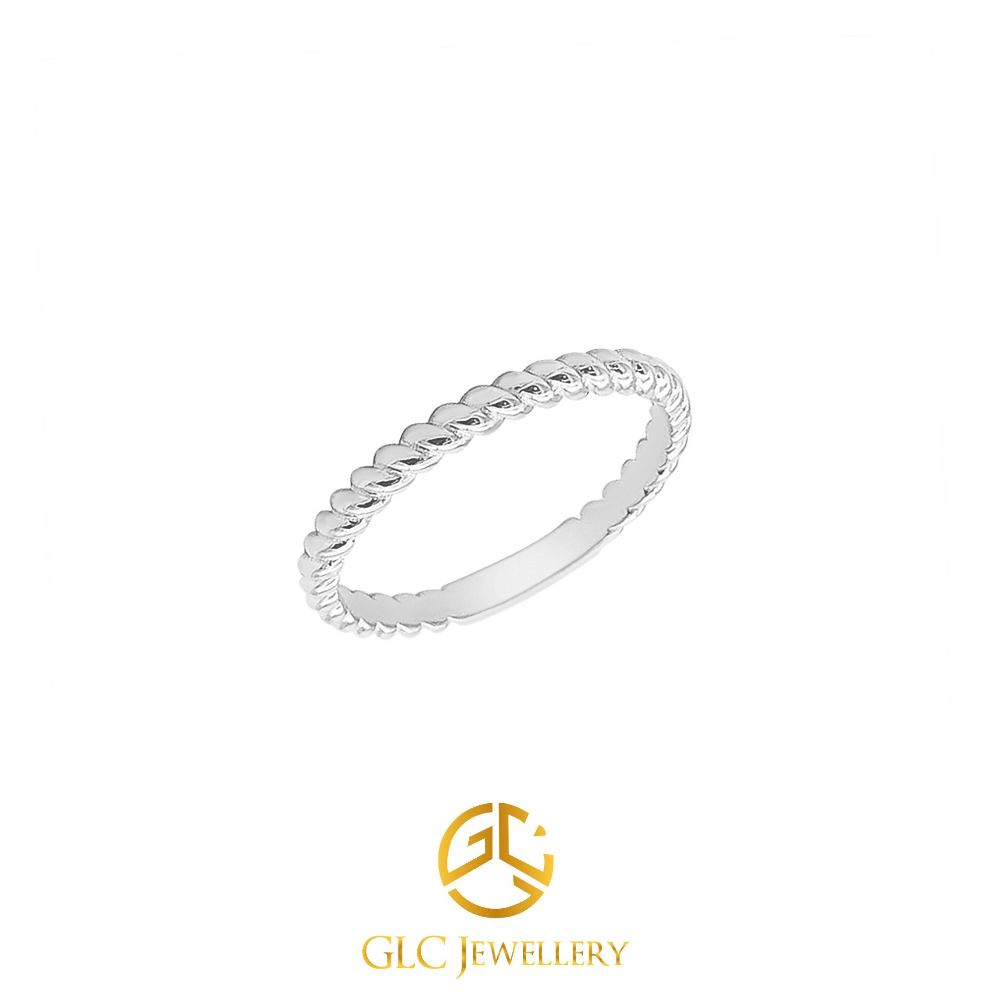 14K Solid Gold Twist Rope Ring, Gold Braided Ring
