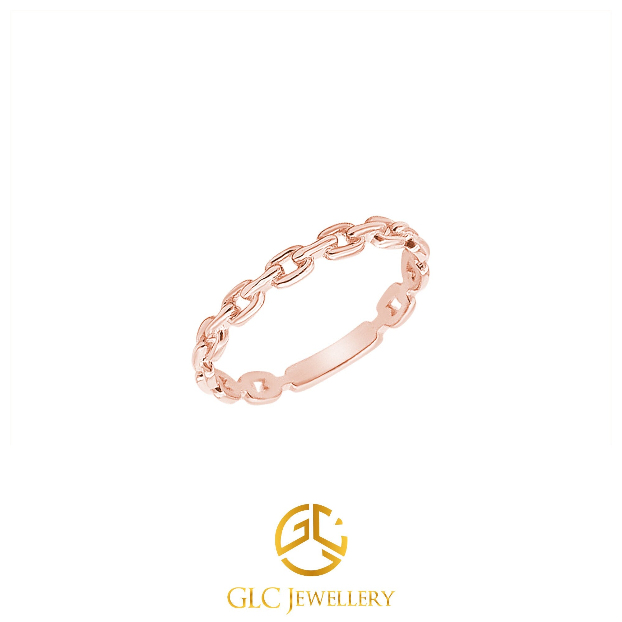 14K Gold Chain Ring, Gold Chain Ring