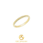 14K Solid Gold Twist Rope Ring, Gold Braided Ring