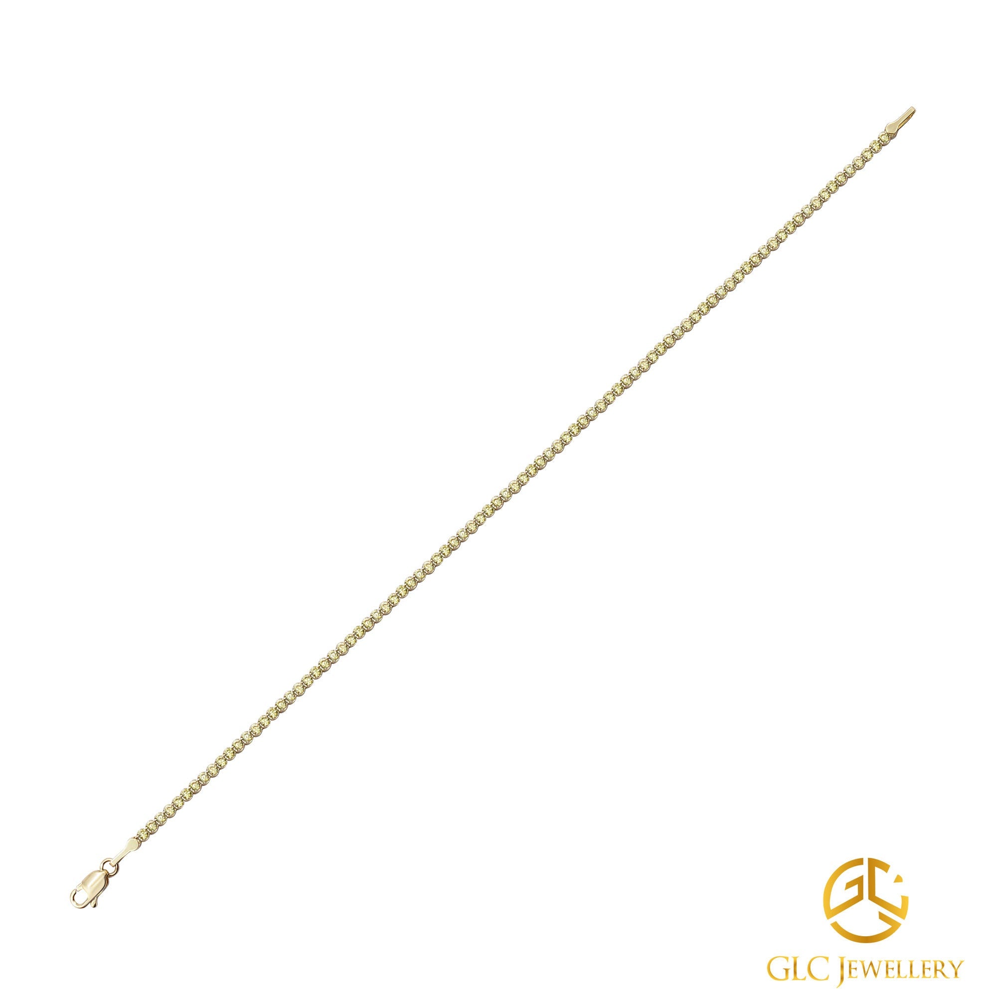 14K Gold Tennis Bracelet, Waterway Bracelet, Yellow Bracelet