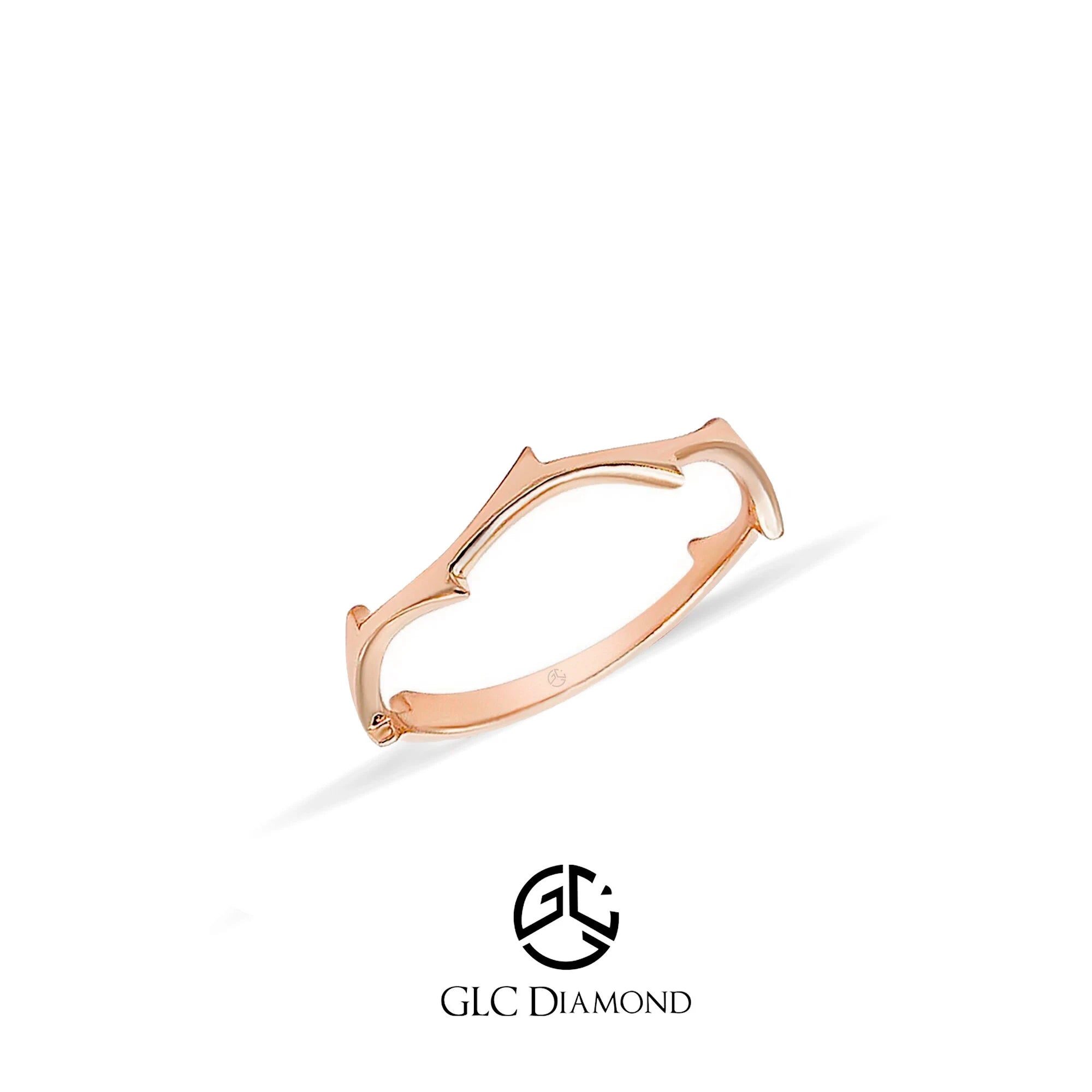 14K Solid Gold Twig Ring, Minimalist Stacking Band