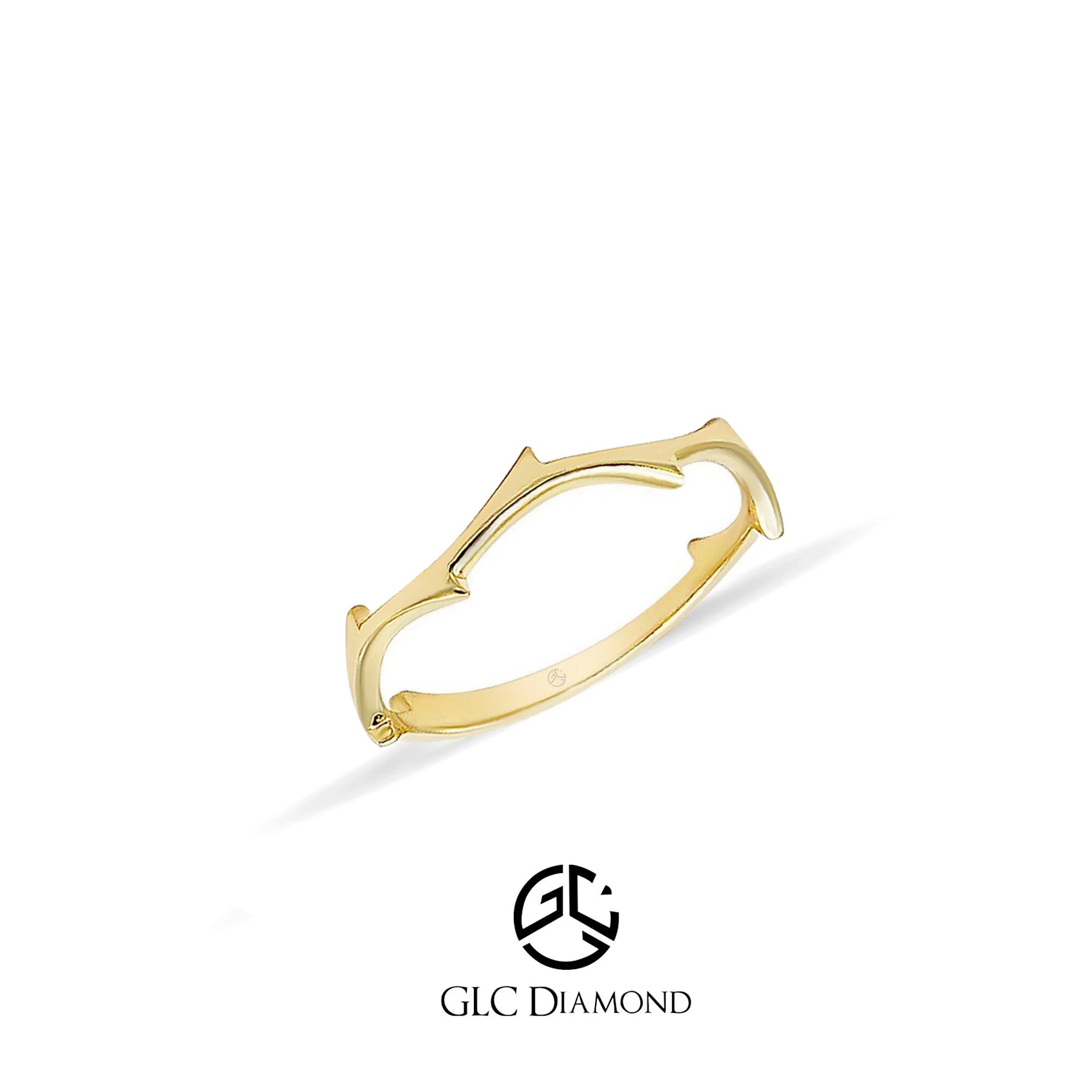 14K Solid Gold Twig Ring, Minimalist Stacking Band