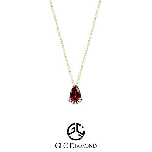 14K Solid Gold Ruby Necklace