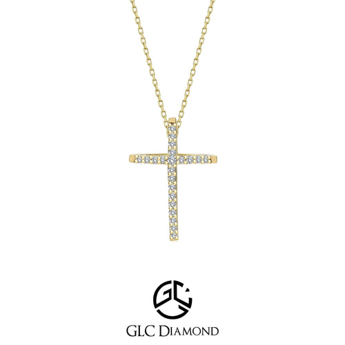 Diamond Cross Necklace, 14K Gold Cross Necklace, Religious Cross Pendant, Diamond Cross Pendant