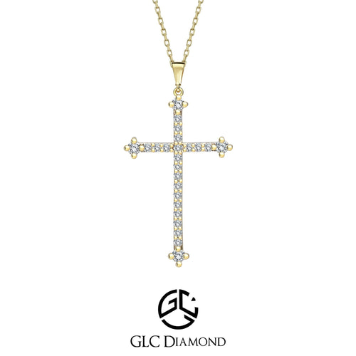 14K Gold Cross Necklace, Diamond Cross Necklace, Dainty Cross Jewelry