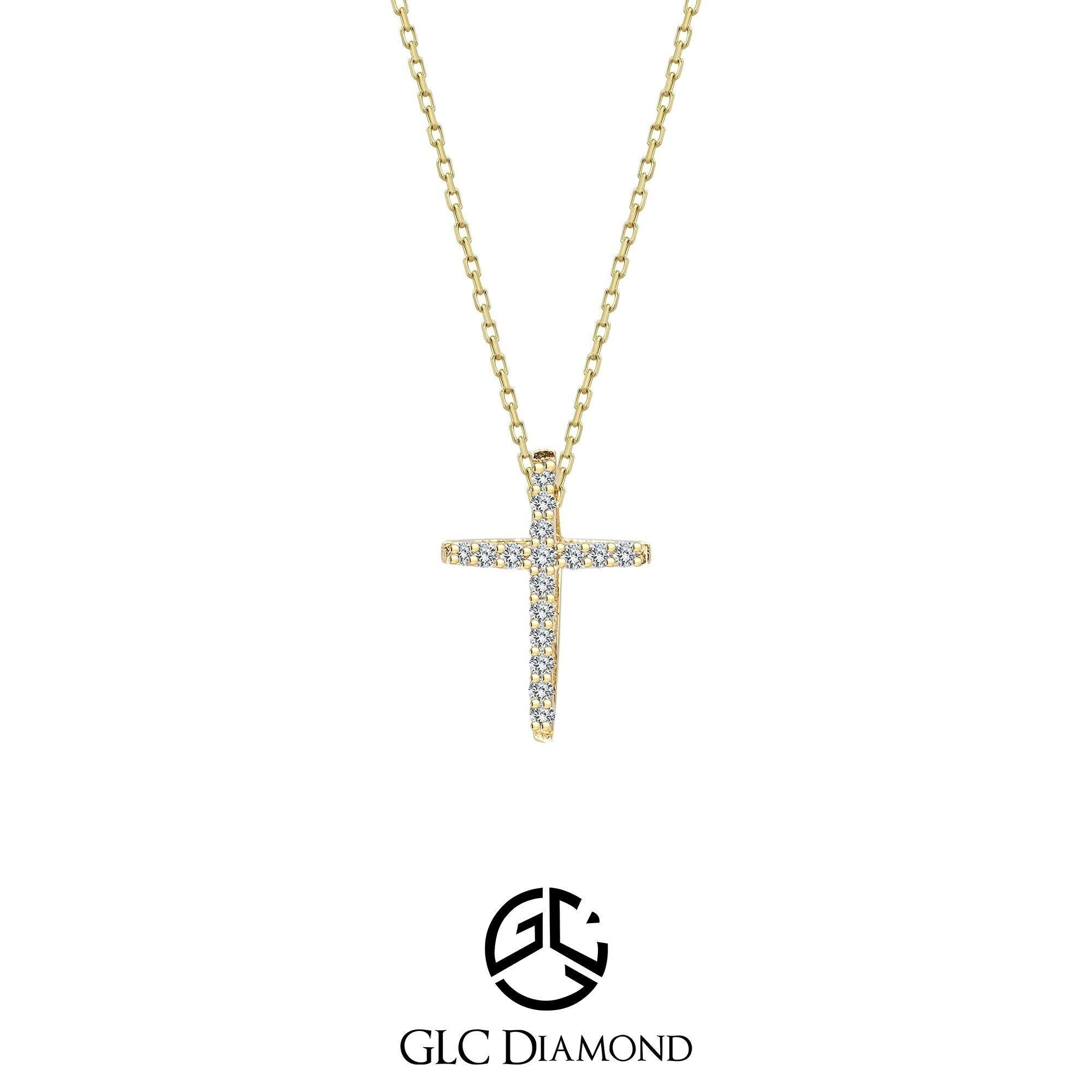 Diamond Cross Necklace, Minimalist Cross Pendant, 14K Gold Cross Necklace, Religious Jewelry
