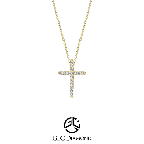 Diamond Cross Necklace, Minimalist Cross Pendant, 14K Gold Cross Necklace, Religious Jewelry