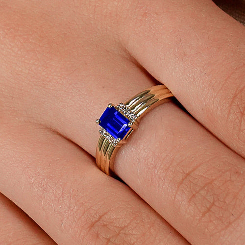 14K Solid Gold Diamond Sapphire Statement Ring