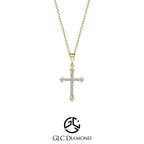 0,09 CT Cross Diamond Necklace, 14K Gold Diamond Cross Necklace