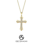 0.13 CT Diamond Cross Necklace, 14K Gold Cross Necklace