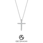 White Gold Cross Necklace, 0.10 CT Diamond Cross Necklace, Minimalist Cross Pendant