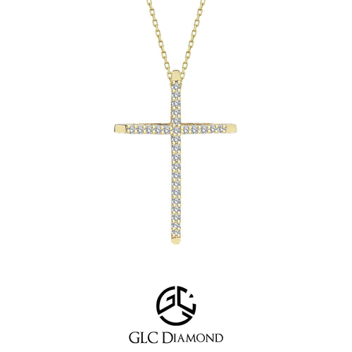 Diamond Cross Necklace, Unique Religious Jewelry, Pendant Necklace, Dainty Gold Necklace