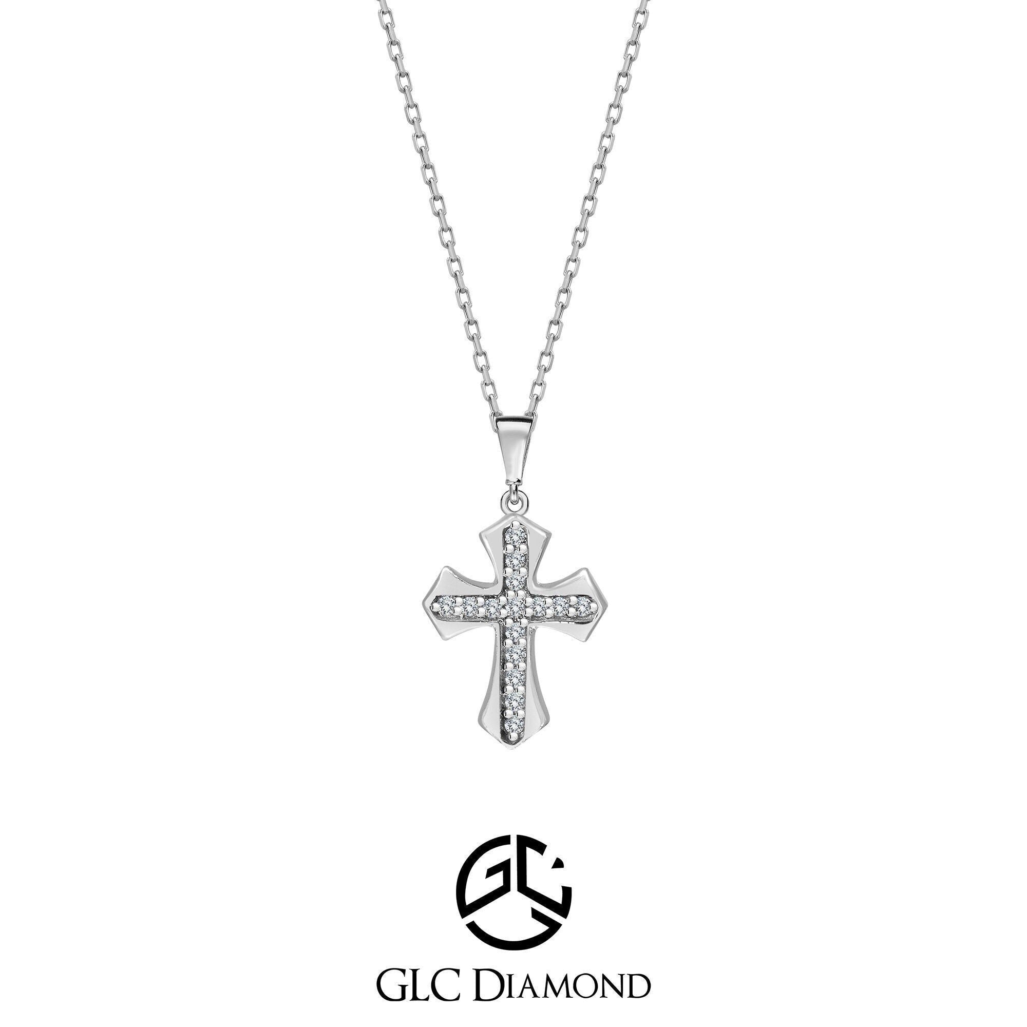 Minimalist Diamond Cross Necklace, Small Tiny Diamond Necklace