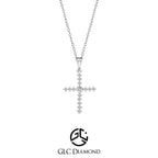 0.09 Carat Round Cut Diamond Cross Pendant Necklace, Christian Cross Pendant