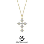 14K Solid Gold Diamond Cross Necklace, Cross Necklace Pendant