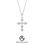 0.08 Carat Diamond Cross Necklace, Art Deco Necklace, Dainty Cross Pendant