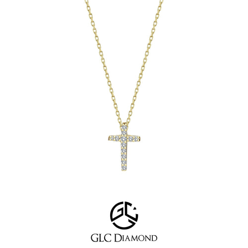 0.14 Ct Diamond Cross Necklace, Dainty Simple Cross Necklace, Diamond Cross Pendant