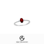 14K Solid Gold Minimalist Natural Ruby Diamond Ring Oval Solitaire Ring