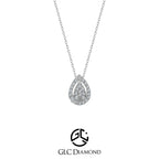 14K Solid White Gold Diamond Necklace