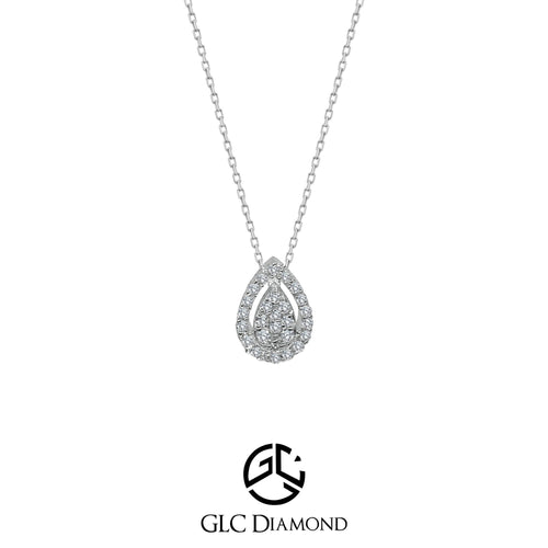 14K Solid White Gold Diamond Necklace