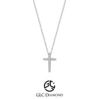 0.07 Carat Round Diamond Cross Necklace, Dainty Gold Diamond Cross Necklace