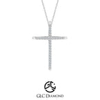 Diamond Cross Necklace, 14K Art Deco 0.20 CT, Religious Jewelry, Communion Gift